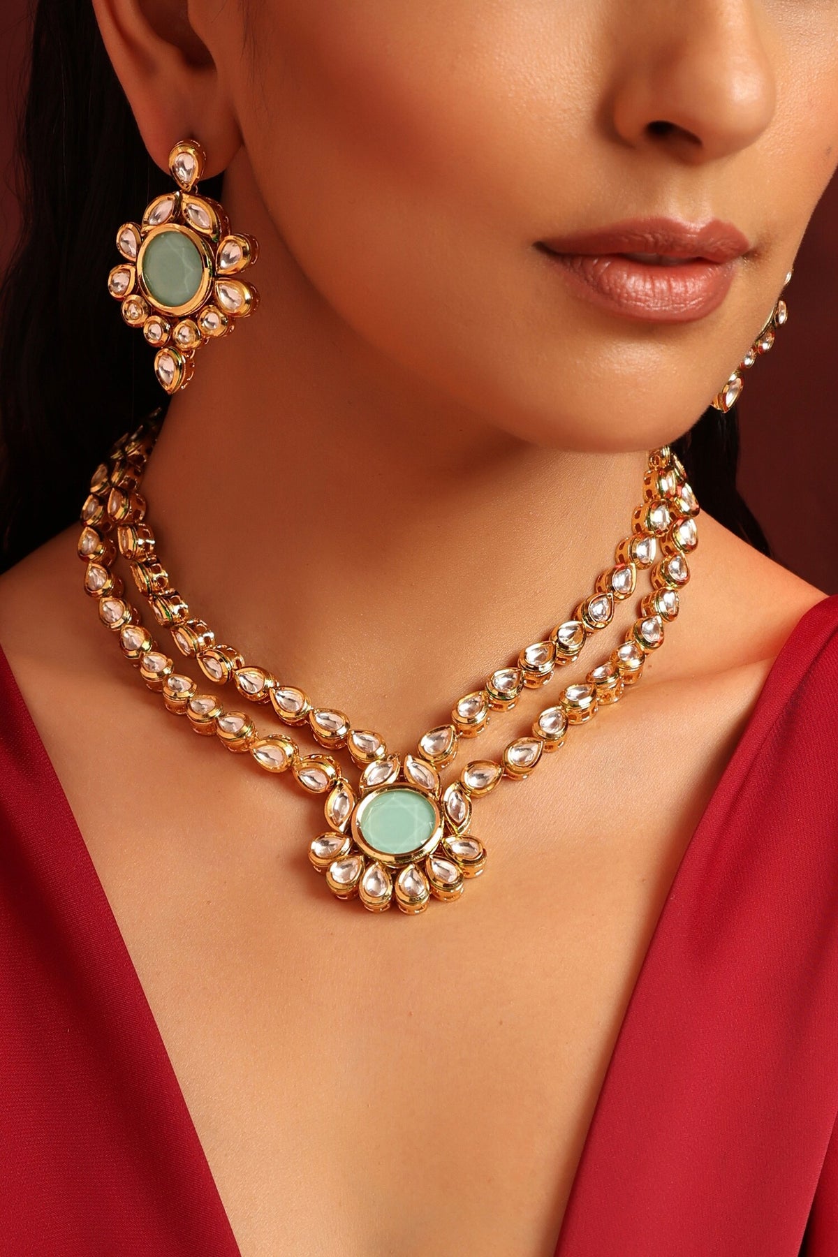Kundan Work Necklace Set 