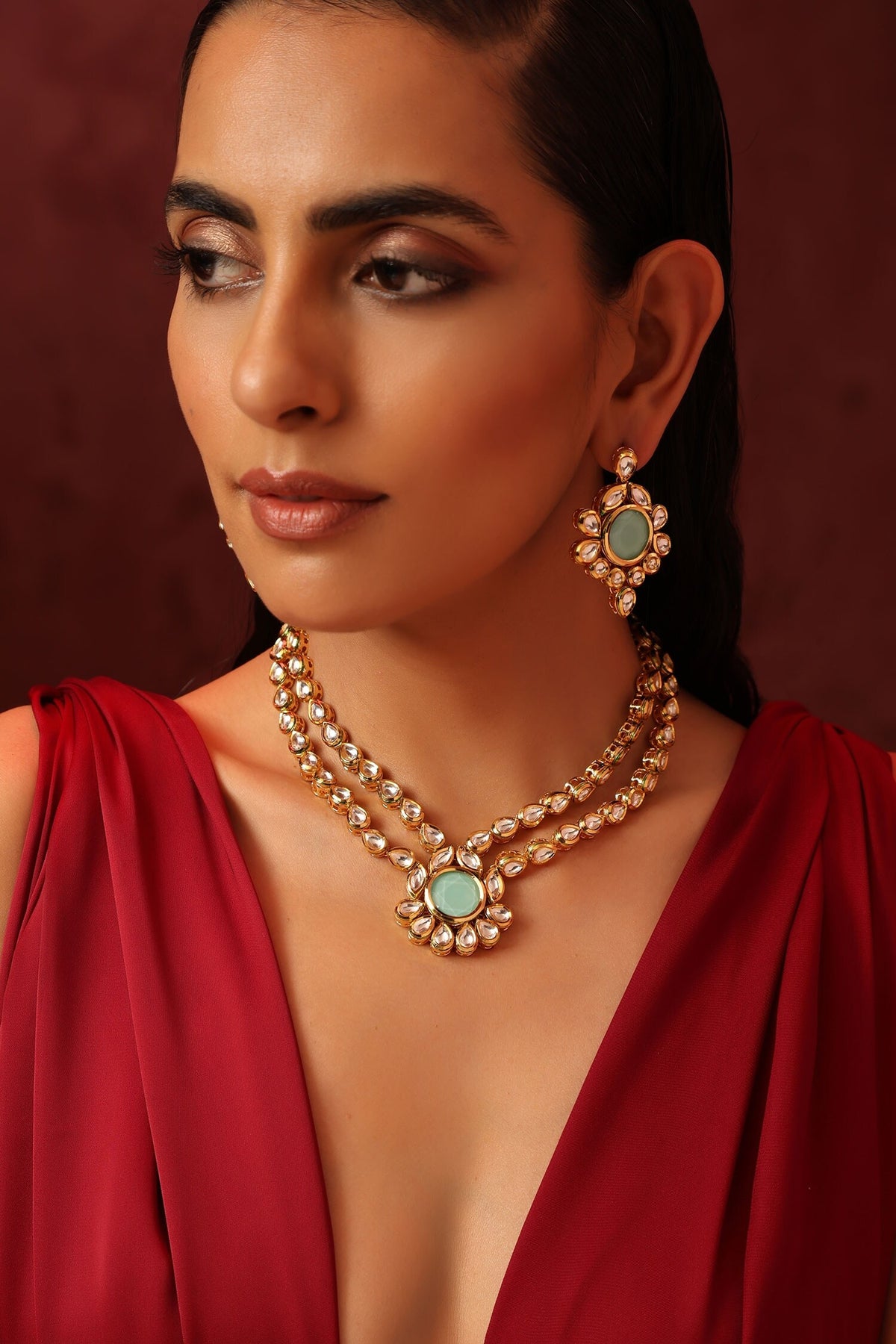 Kundan Work Necklace Set 