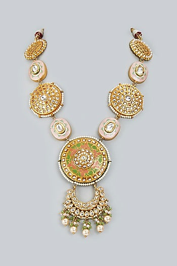 Gold FInish Meenakari Long Necklace