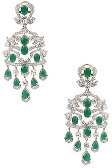 Rhodium Finish Pearls and White Sapphire Earrings