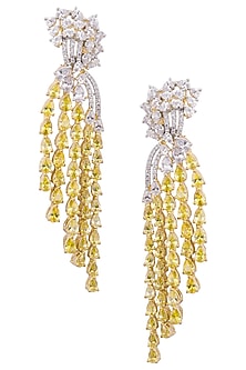 Gold plated white and yellow sapphire earrings