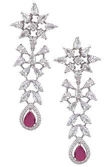 Silver plated white sapphire and ruby earrings
