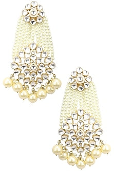 22K Gold Finish Kundan and Pearls Jhumar Earrings