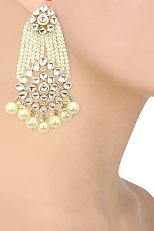 22K Gold Finish Kundan and Pearls Jhumar Earrings