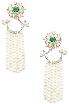 Dual Rhodium and 22K Gold Finish Cocktail Earrings