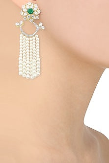 Dual Rhodium and 22K Gold Finish Cocktail Earrings
