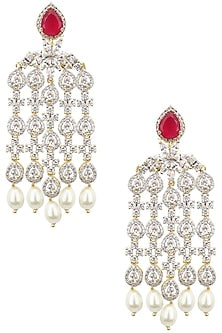 Dual Rhodium and 22K Gold Finish Dangler Earrings