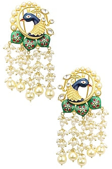 22K Gold Finish Peacock Motif Earrings