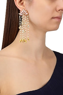 Gold Finish Meenakari and Kundan Earrings