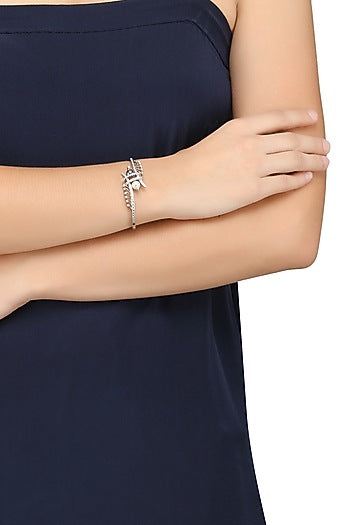 Silver Grey and White Pearl Bracelet