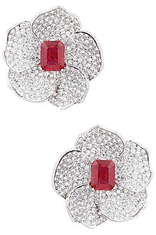 Silver Ruby Earrings