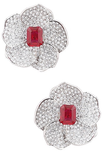 Silver Ruby Earrings