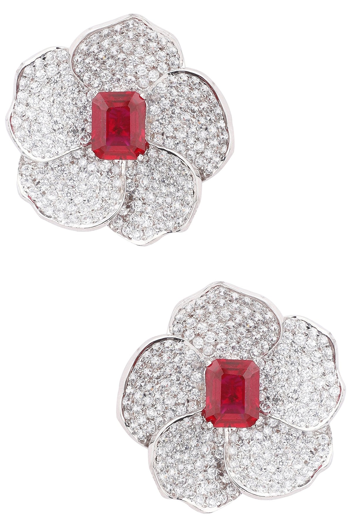 Silver Ruby Earrings