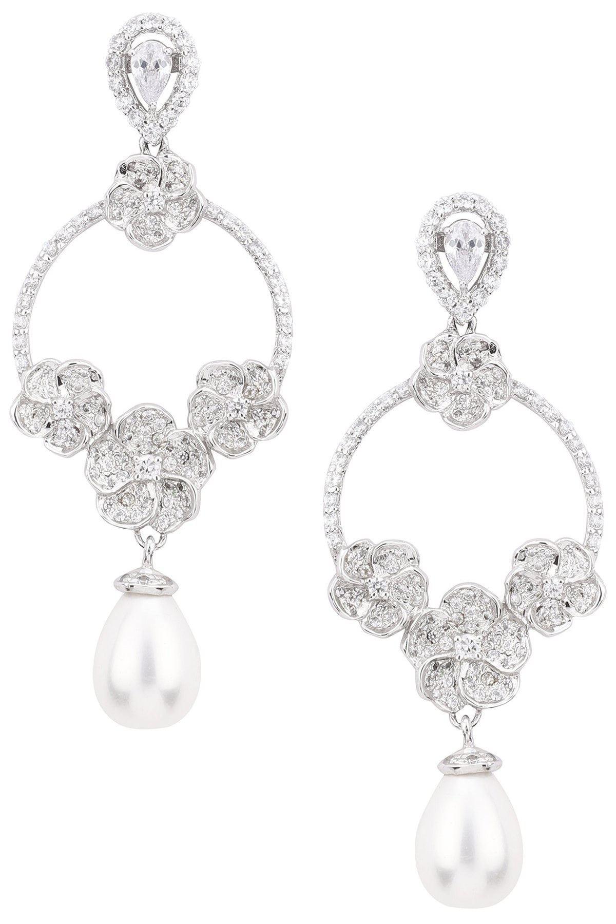 Silver Shell Pearl Earrings