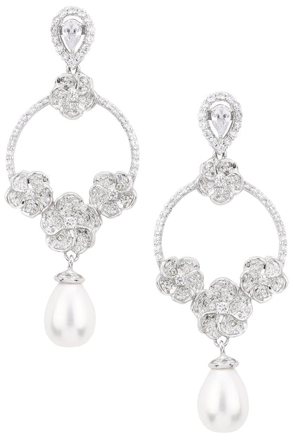Silver Shell Pearl Earrings