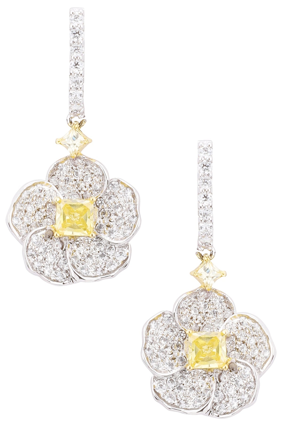 Silver White and Yellow Hues Earrings