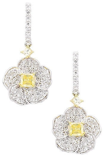 Silver White and Yellow Hues Earrings