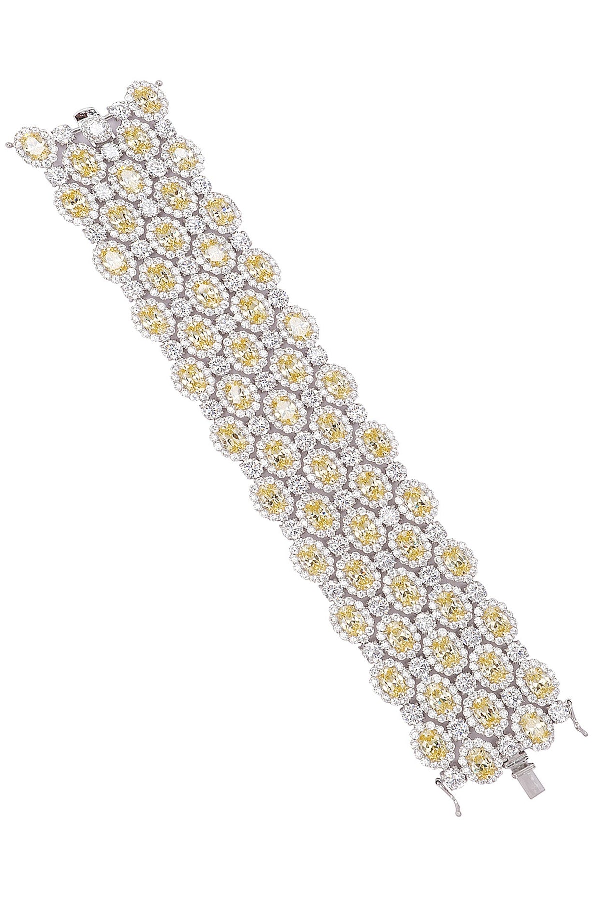 Rhodium Finish Zircons Multilayer Bracelet