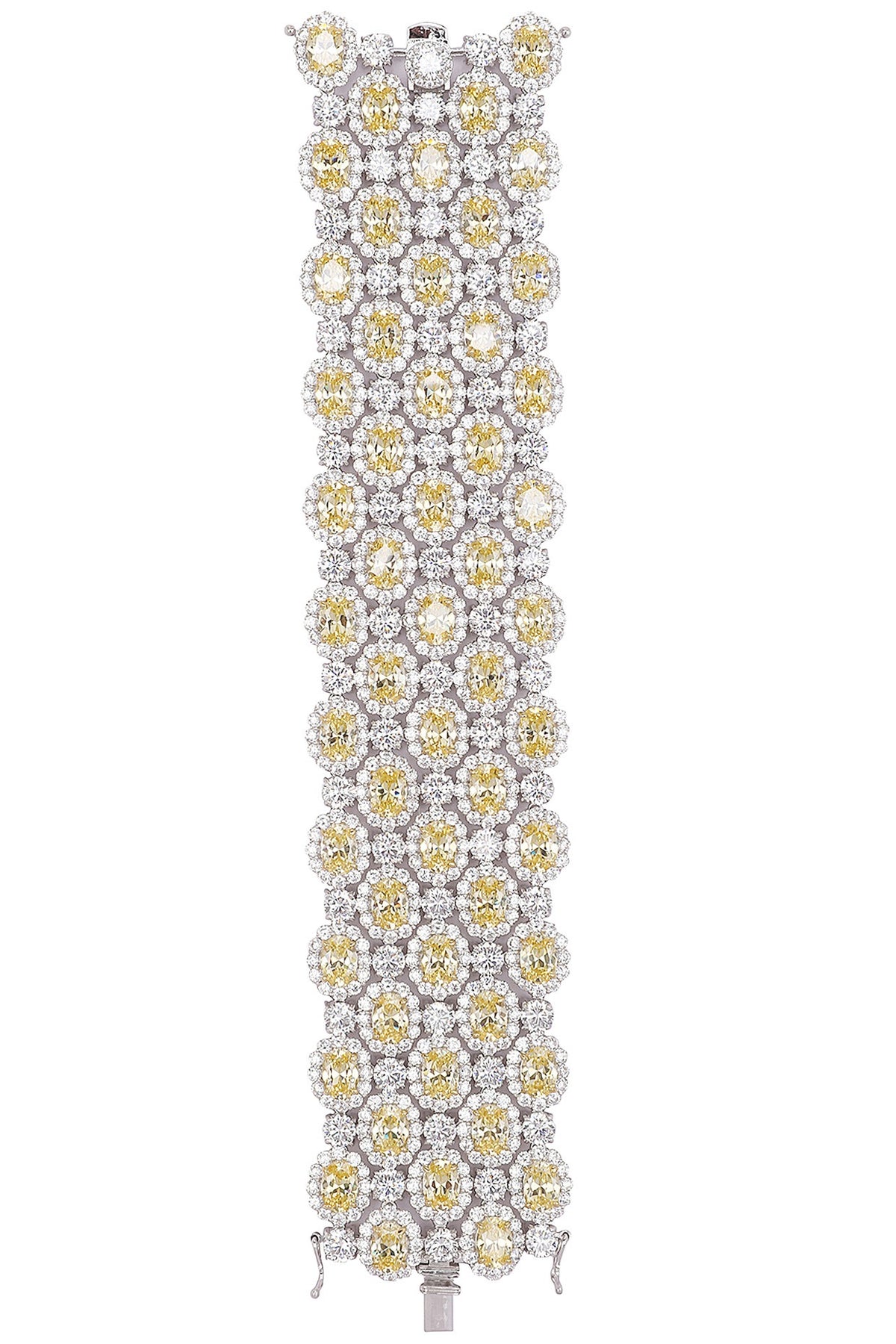 Rhodium Finish Zircons Multilayer Bracelet