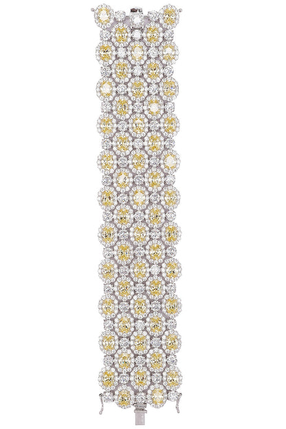 Rhodium Finish Zircons Multilayer Bracelet