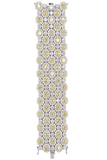 Rhodium Finish Zircons Multilayer Bracelet