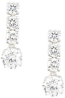 Rhodium Finish Zircons Earrings