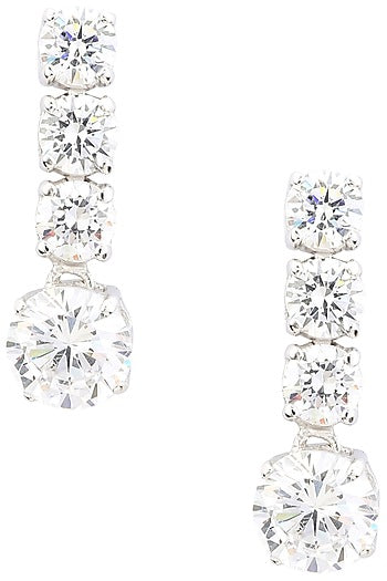 Rhodium Finish Zircons Earrings