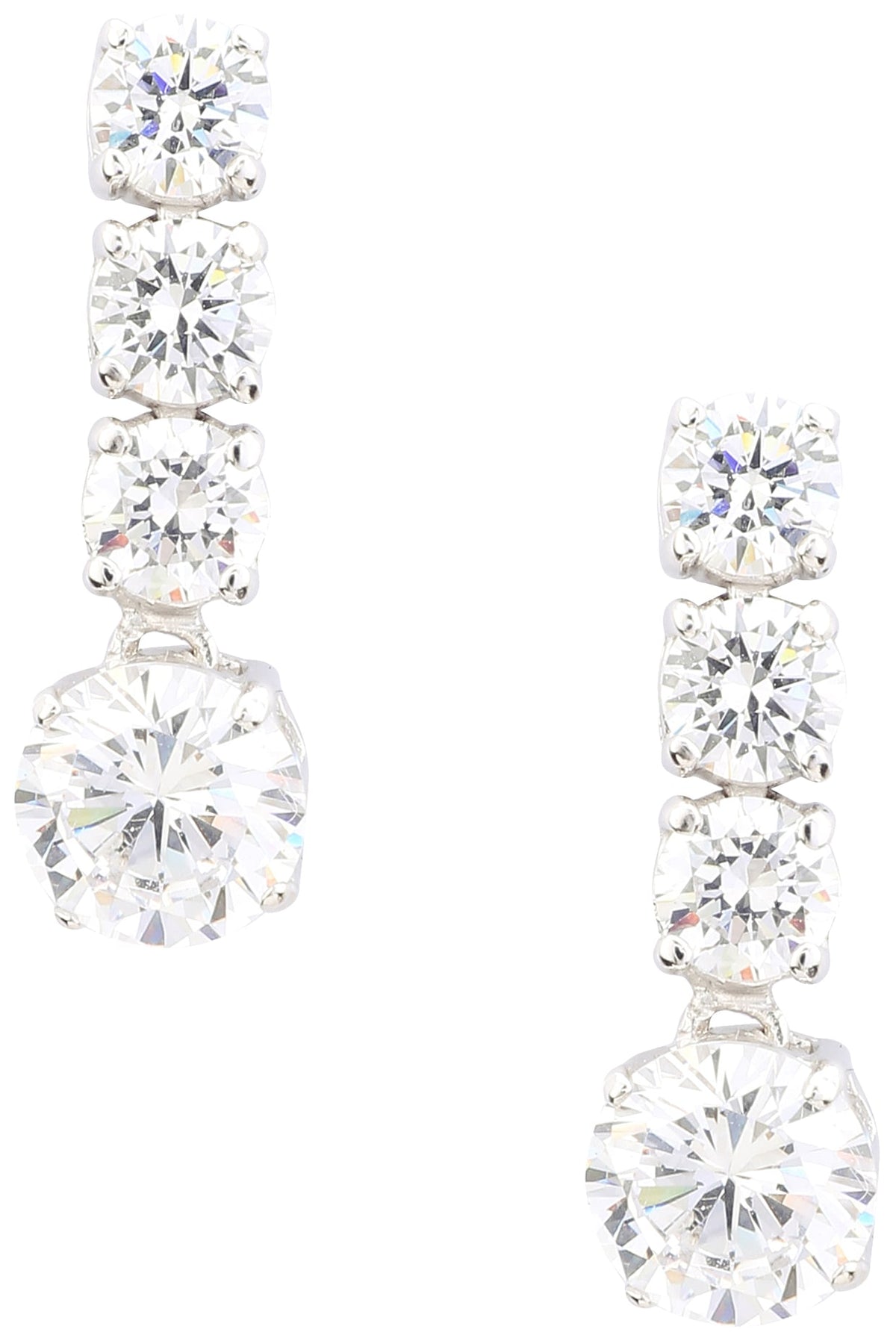 Rhodium Finish Zircons Earrings