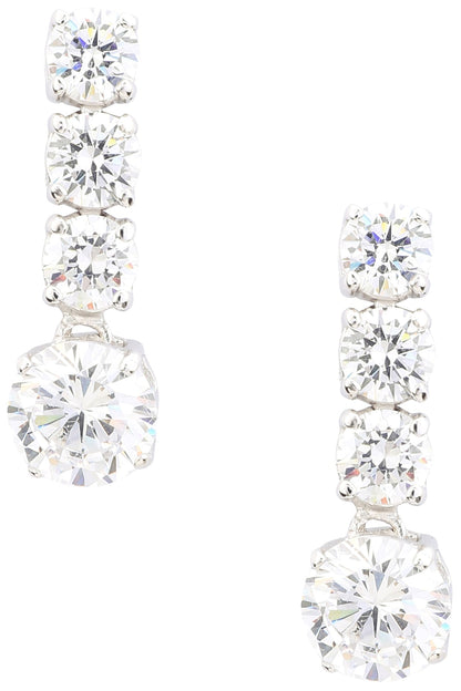 Rhodium Finish Zircons Earrings