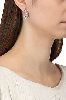 Rhodium Finish Zircons Earrings