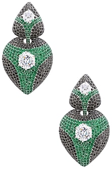 Rhodium Finish Zircons and Swarovski Earrings
