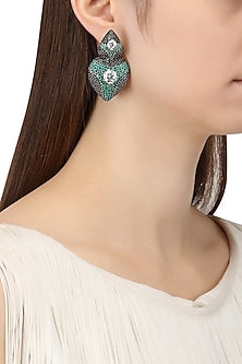 Rhodium Finish Zircons and Swarovski Earrings