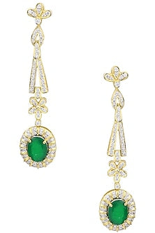 Gold Plated Zircons and Emerald Stone Earrings