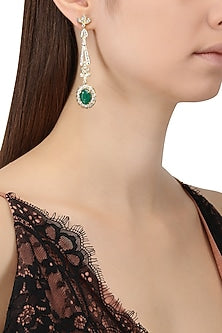 Gold Plated Zircons and Emerald Stone Earrings