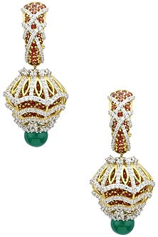 Rhodium Plated Zircons Jhumki Earrings