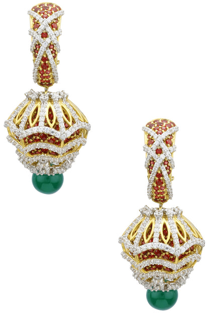 Rhodium Plated Zircons Jhumki Earrings