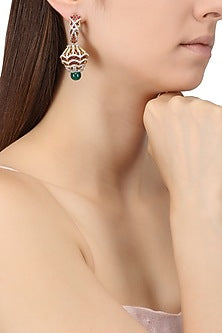 Rhodium Plated Zircons Jhumki Earrings