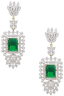 Rhodium Plated Zircons Chandelier Earrings