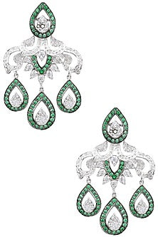 Rhodium Plated Zircons Earrings