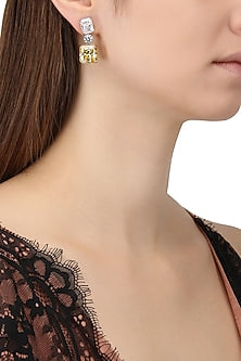 Rhodium Plated Yellow Zircon Drop Earrings