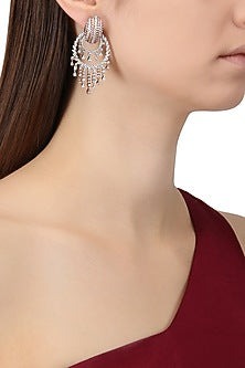 Rhodium and Rose Gold Dual Finish Zircons Earrings
