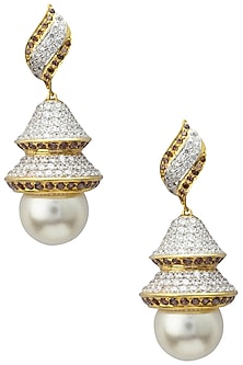 Rhodium and Gold Dual Finish Cubic Zircons Earrings