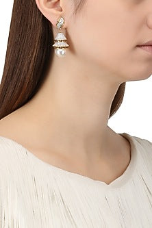 Rhodium and Gold Dual Finish Cubic Zircons Earrings
