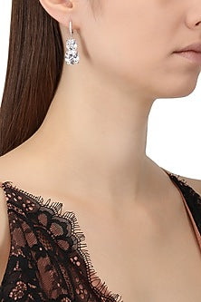Rhodium Plated Zircons Earrings