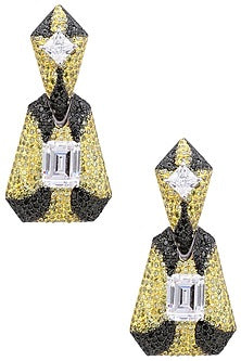 Rhodium and Gold Dual Finish Zircons and Swarovski Earrings