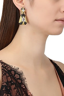 Rhodium and Gold Dual Finish Zircons and Swarovski Earrings