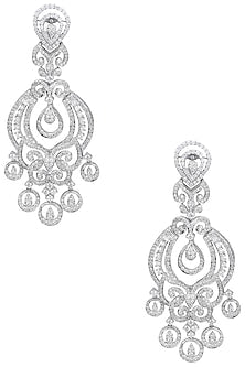 Rhodium Finish Zircons Chandelier Earrings