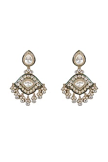 Gold Finish Kundan Polki Dangler Earrings