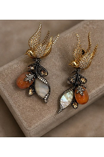 Antique Silver Finish Swarovski Crystal & Multi-Colored Stone Choker Necklace Set