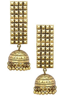 Antique Gold Finish Jhumki Drop Jaal Earrings